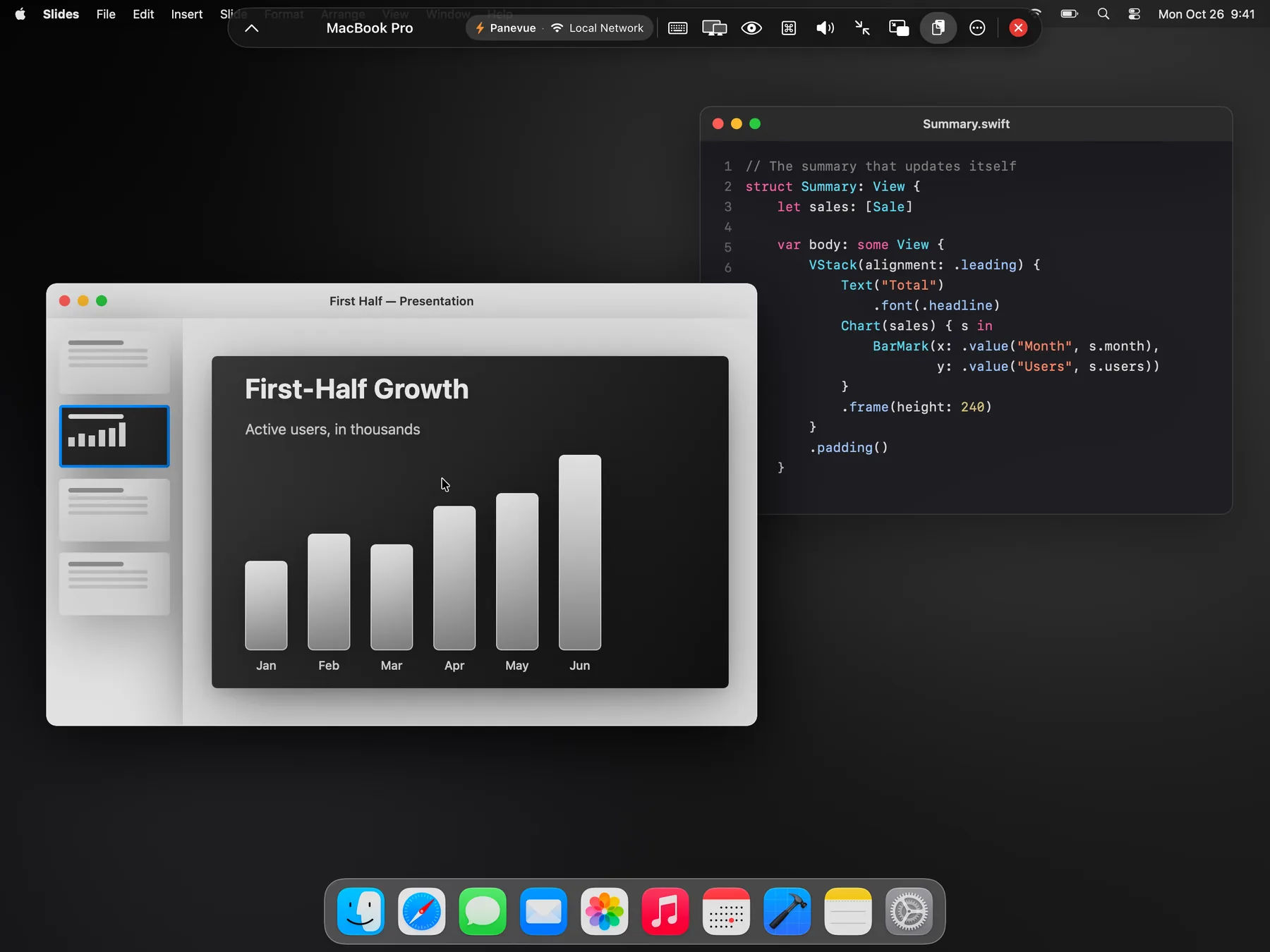 iPad in landscape with the Mac desktop filling the screen